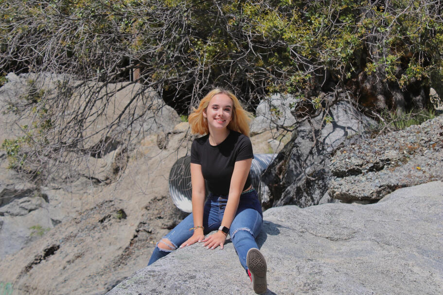 Senior portrait taken of Min Kruse in Feather River Canyon, CA